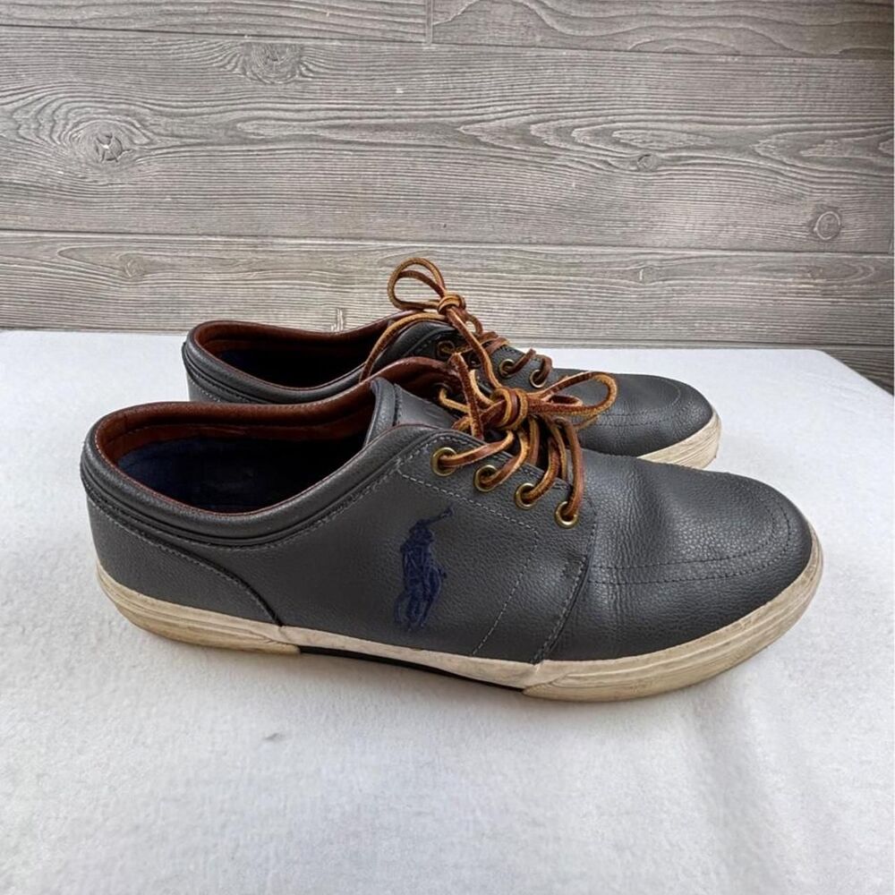 Polo Ralph Lauren Gray Leather Oxford Sneakers Men's Size 12